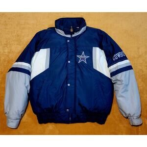 Men's XL NFL Dallas Cowboys Nylon Puffer Jacket 90s Game Day Dallas Cowboys